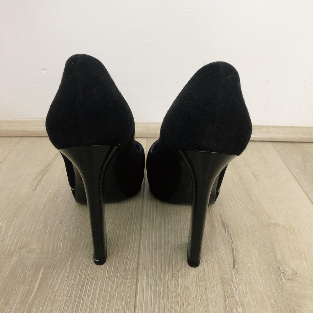 SERGIO ROSSI Black Suede Patent Leather Pumps 38.5 - Picture 5 of 12